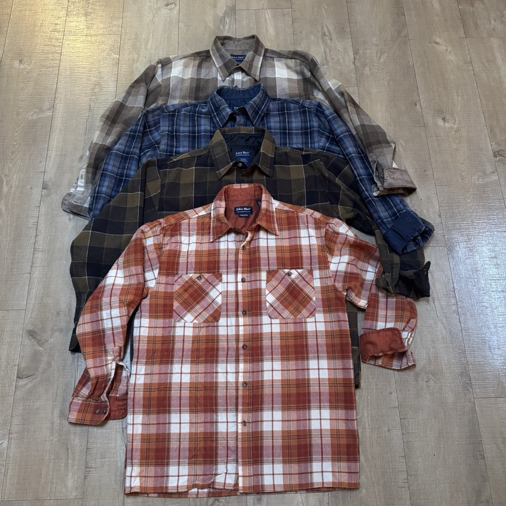 John Blair Flannel Bundle Size M Lot of 4 Vintage 80's/90's